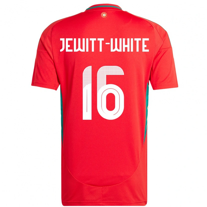 Danxen Herren Wales Harry Jewitt White #16 Rot Heimtrikot Trikot 24-26 T-Shirt