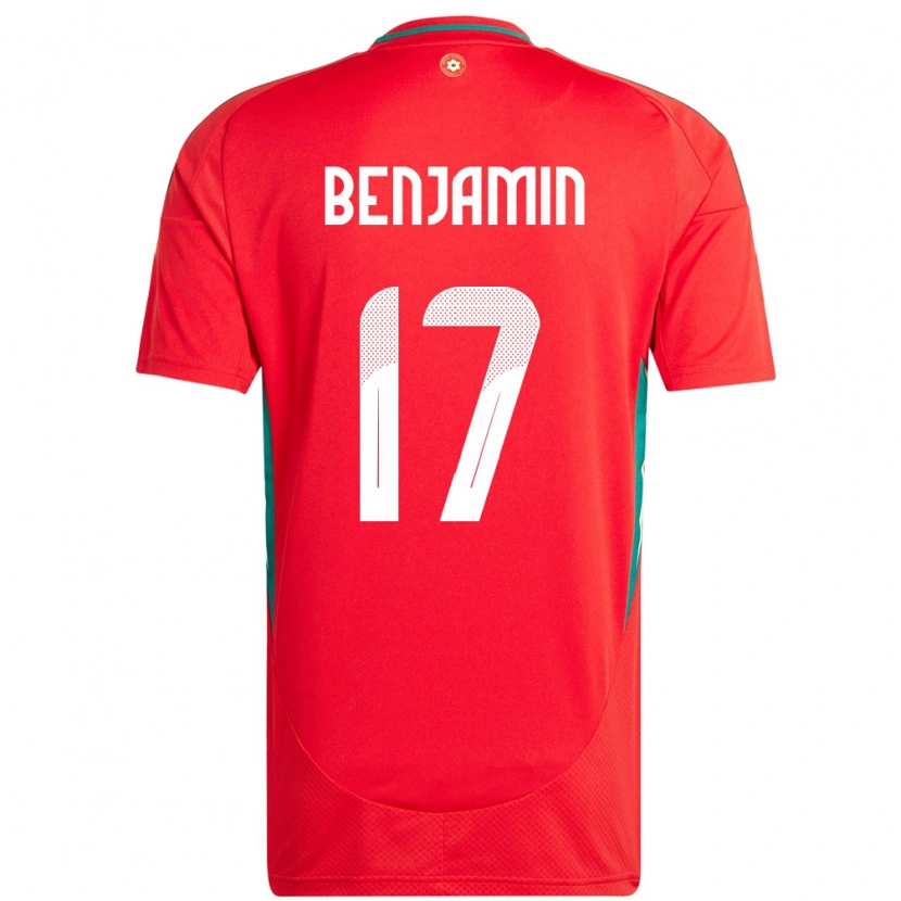 Danxen Herren Wales Omari Benjamin #17 Rot Heimtrikot Trikot 24-26 T-Shirt