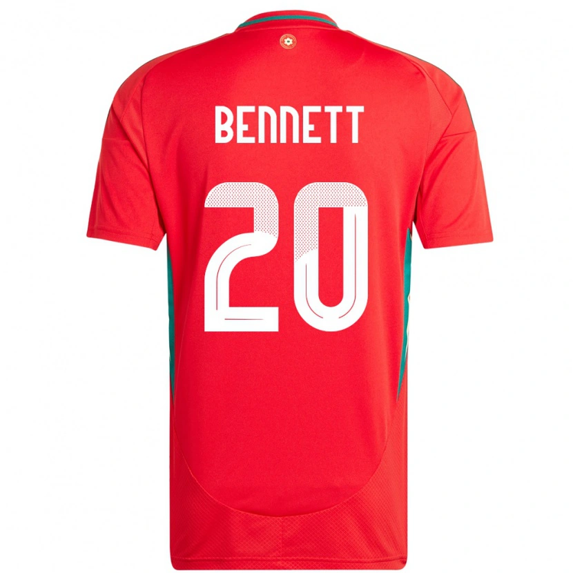 Danxen Herren Wales Aaron Bennett #20 Rot Heimtrikot Trikot 24-26 T-Shirt