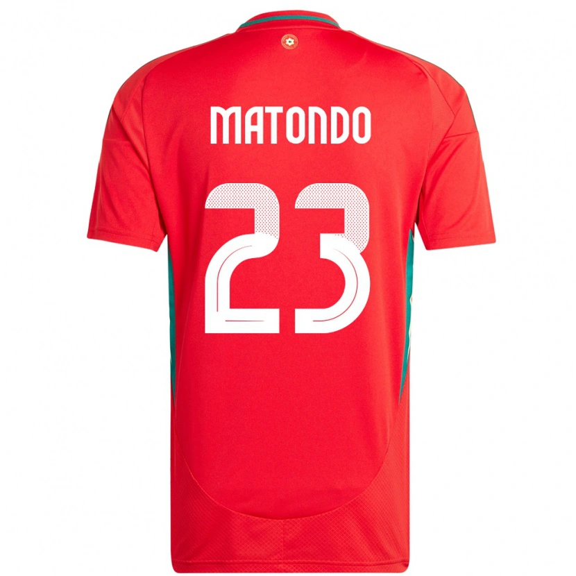 Danxen Herren Wales Rabbi Matondo #23 Rot Heimtrikot Trikot 24-26 T-Shirt
