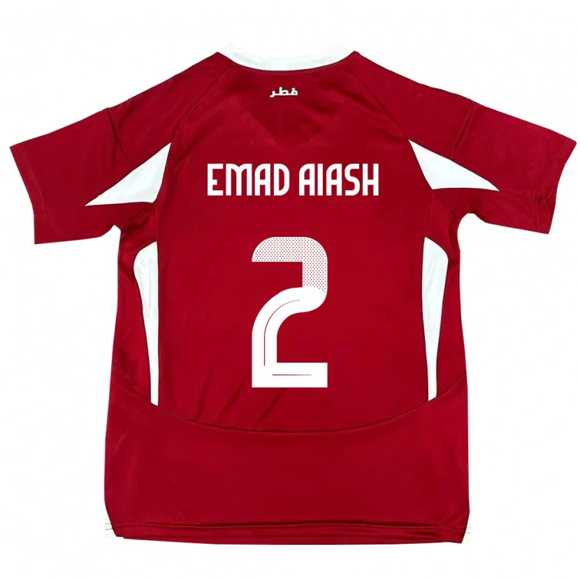 Danxen Herren Katar Mohamed Emad Aiash #2 Rot Heimtrikot Trikot 24-26 T-Shirt