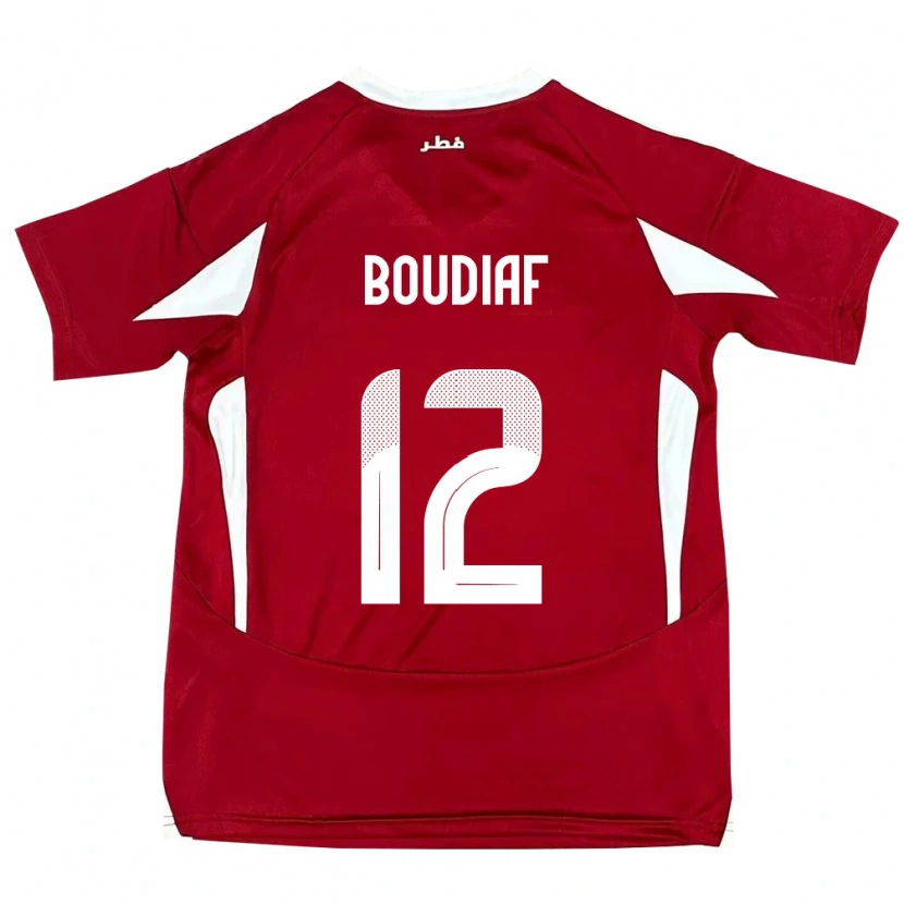 Danxen Herren Katar Karim Boudiaf #12 Rot Heimtrikot Trikot 24-26 T-Shirt