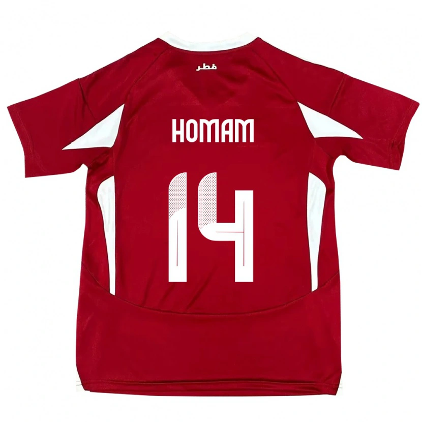 Danxen Herren Katar Homam Ahmed #14 Rot Heimtrikot Trikot 24-26 T-Shirt