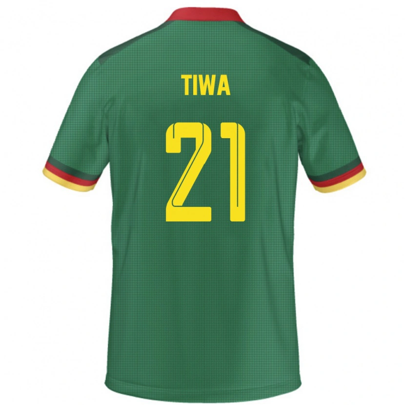 Danxen Herren Kamerun Yvan Tiwa #21 Grün Heimtrikot Trikot 24-26 T-Shirt