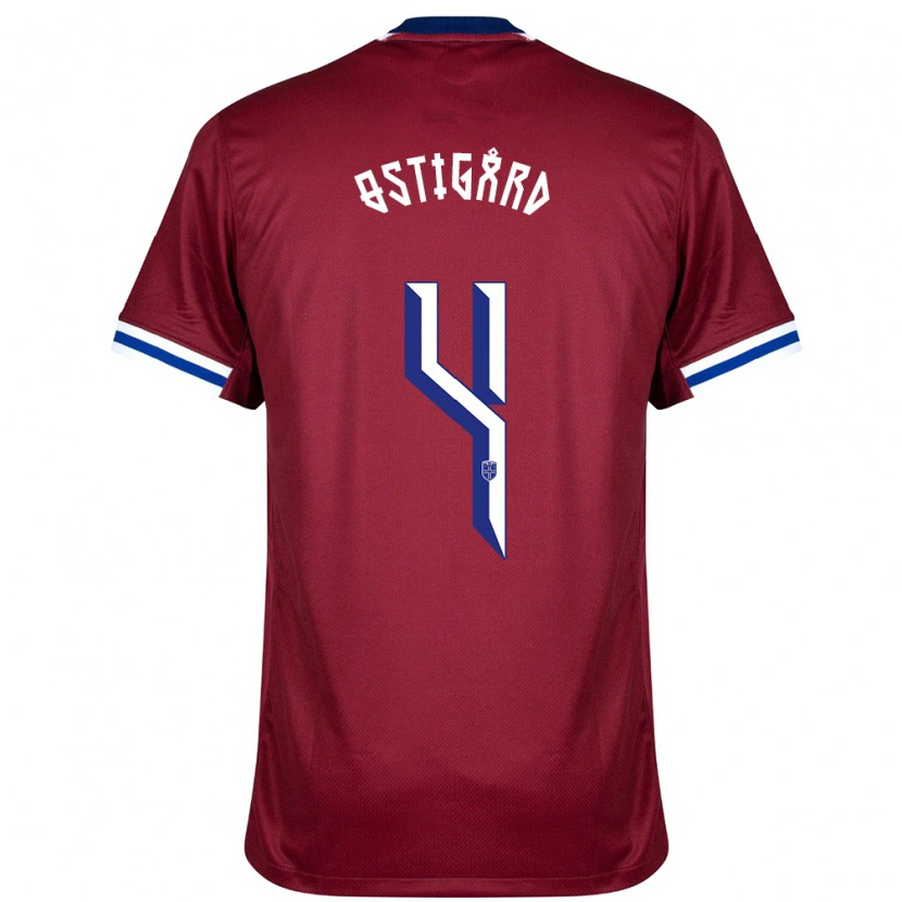 Danxen Herren Norwegen Leo Østigård #4 Rot Blau Weiß Heimtrikot Trikot 24-26 T-Shirt