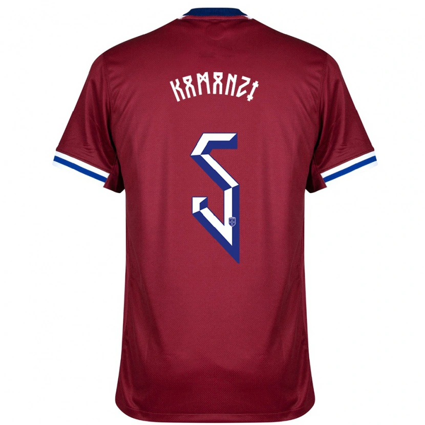 Danxen Herren Norwegen Warren Kamanzi #5 Rot Blau Weiß Heimtrikot Trikot 24-26 T-Shirt