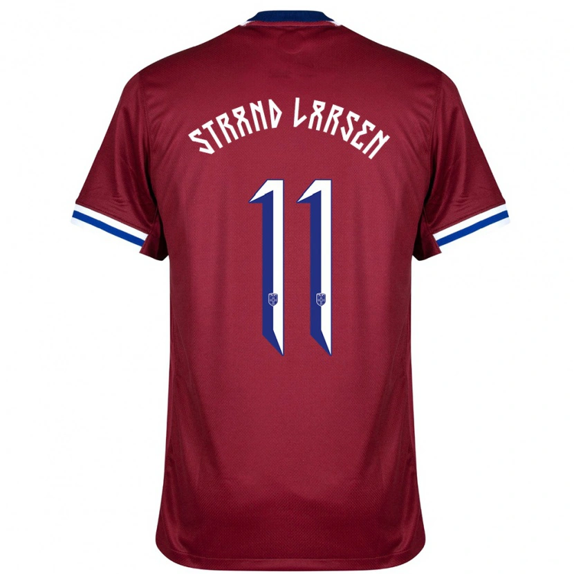 Danxen Herren Norwegen Jørgen Strand Larsen #11 Rot Blau Weiß Heimtrikot Trikot 24-26 T-Shirt