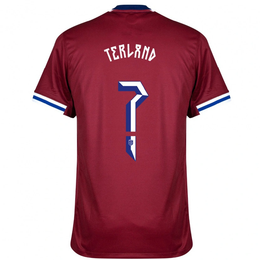 Danxen Herren Norwegen Elisabeth Terland #0 Rot Blau Weiß Heimtrikot Trikot 24-26 T-Shirt
