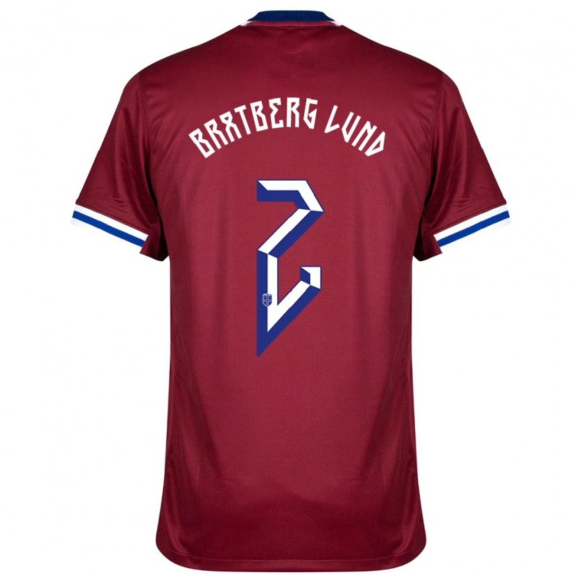 Danxen Herren Norwegen Marit Bratberg Lund #2 Rot Blau Weiß Heimtrikot Trikot 24-26 T-Shirt