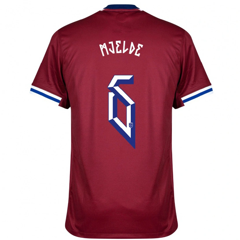 Danxen Herren Norwegen Maren Mjelde #6 Rot Blau Weiß Heimtrikot Trikot 24-26 T-Shirt