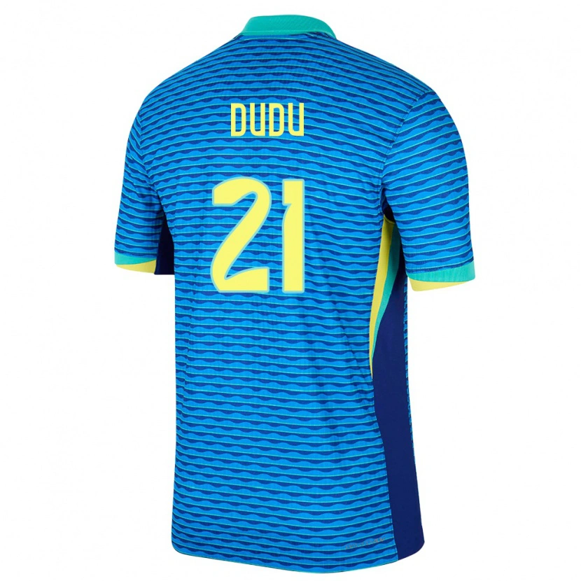 Danxen Herren Brasilien Dudu #21 Blau Auswärtstrikot Trikot 24-26 T-Shirt