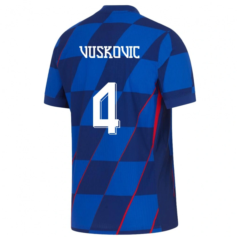 Danxen Herren Kroatien Luka Vuskovic #4 Blau Auswärtstrikot Trikot 24-26 T-Shirt