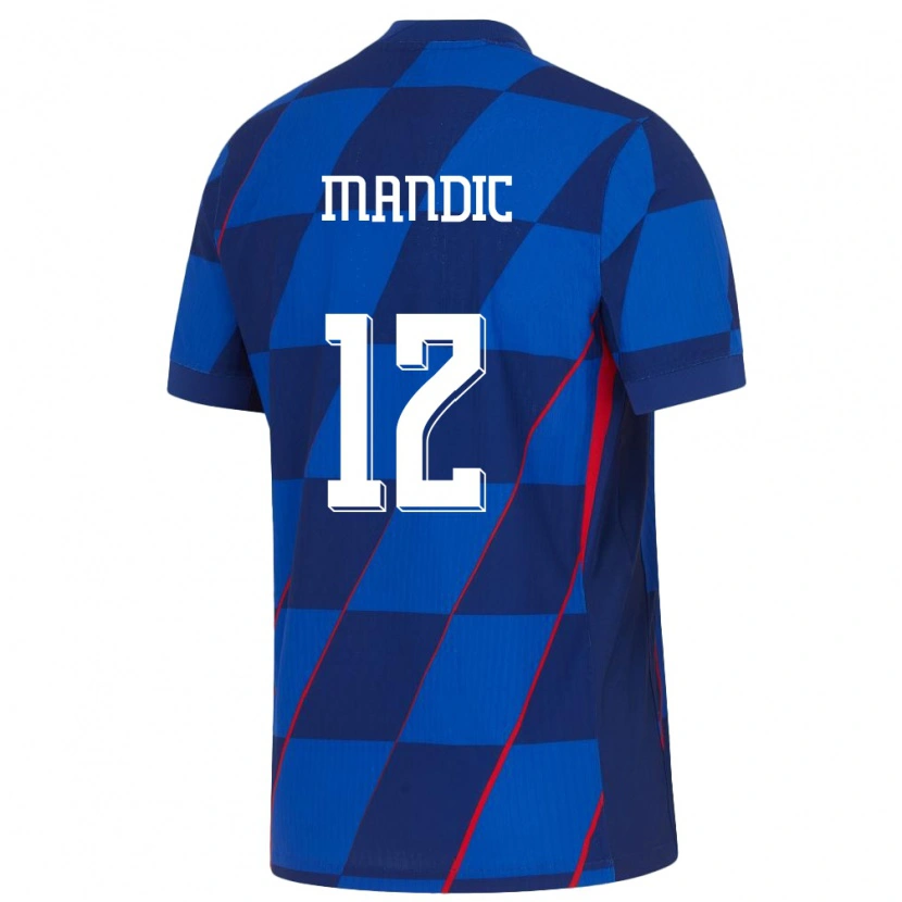 Danxen Herren Kroatien Ivan Mandic #12 Blau Auswärtstrikot Trikot 24-26 T-Shirt