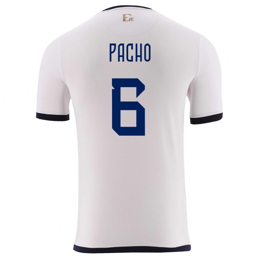 Danxen Herren Ecuador Willian Pacho #6 Weiß Auswärtstrikot Trikot 24-26 T-Shirt