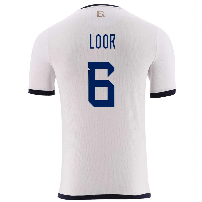 Danxen Herren Ecuador Layan Loor #6 Weiß Auswärtstrikot Trikot 24-26 T-Shirt