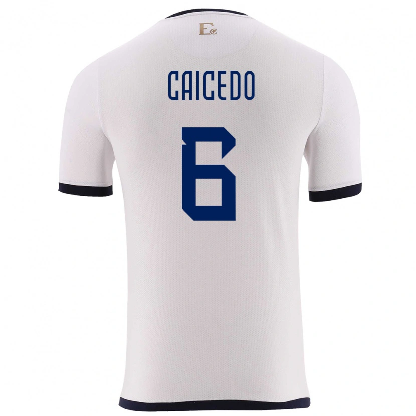 Danxen Herren Ecuador Fricio Caicedo #6 Weiß Auswärtstrikot Trikot 24-26 T-Shirt