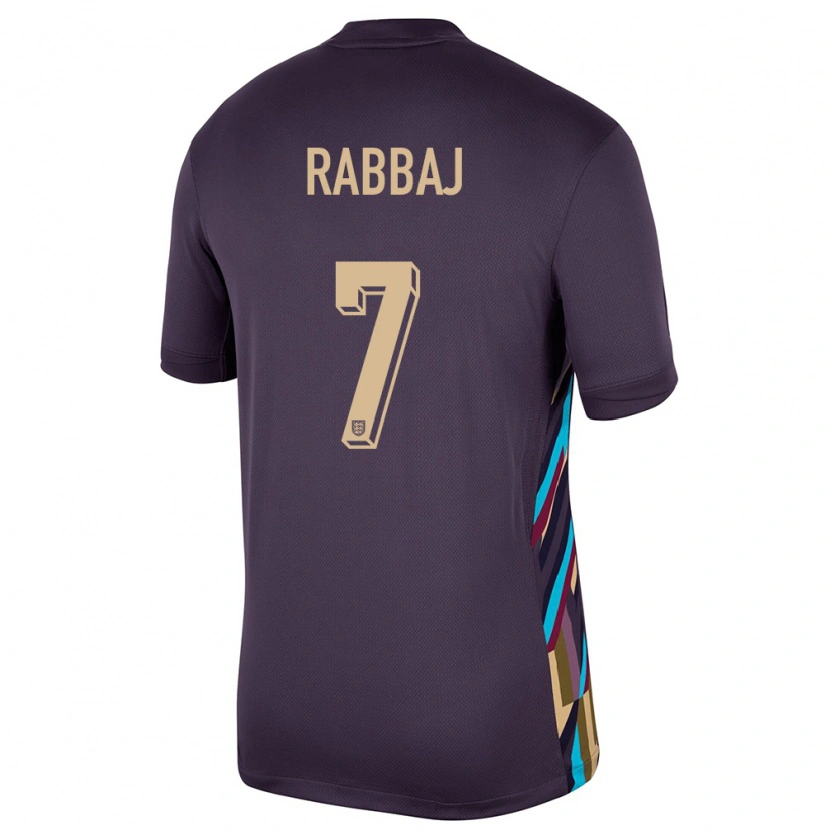 Danxen Herren England Ibrahim Rabbaj #7 Dunkle Rosine Auswärtstrikot Trikot 24-26 T-Shirt