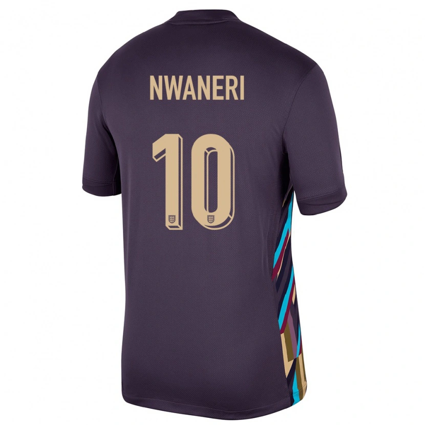 Danxen Herren England Ethan Nwaneri #10 Dunkle Rosine Auswärtstrikot Trikot 24-26 T-Shirt