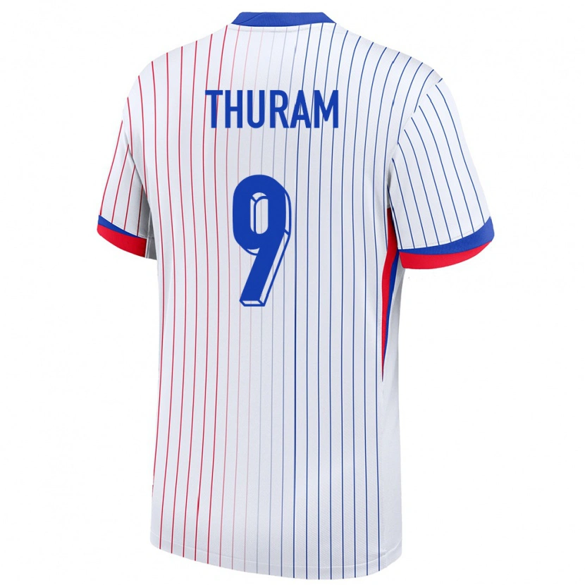 Danxen Herren Frankreich Marcus Thuram #9 Weiß Auswärtstrikot Trikot 24-26 T-Shirt
