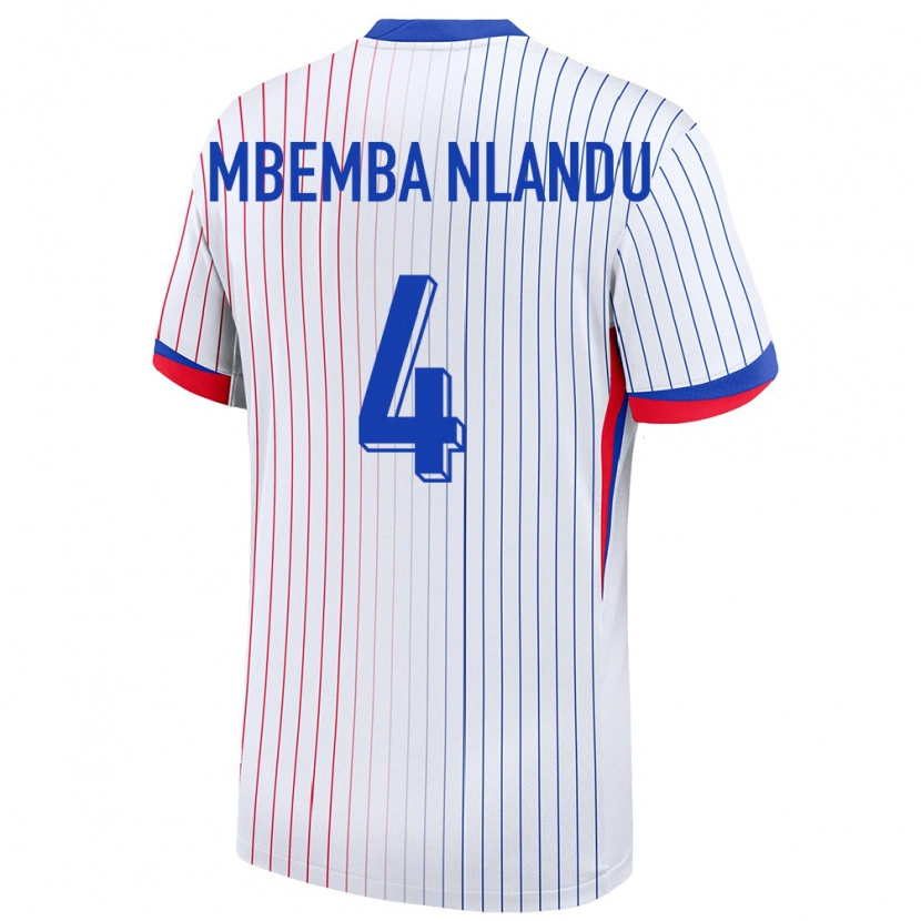 Danxen Herren Frankreich Emmanuel Mbemba Nlandu #4 Weiß Auswärtstrikot Trikot 24-26 T-Shirt