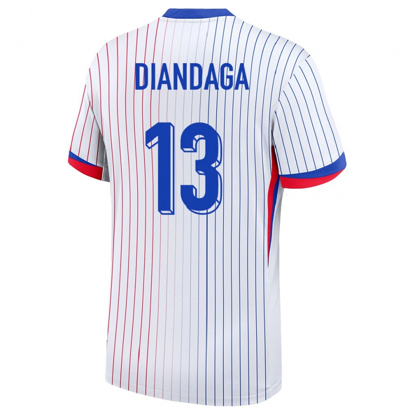 Danxen Herren Frankreich Hermann Diandaga #13 Weiß Auswärtstrikot Trikot 24-26 T-Shirt