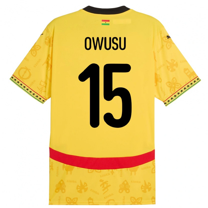 Danxen Herren Ghana Elisha Owusu #15 Gelb Auswärtstrikot Trikot 24-26 T-Shirt