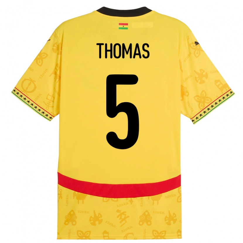 Danxen Herren Ghana Thomas Partey #5 Gelb Auswärtstrikot Trikot 24-26 T-Shirt