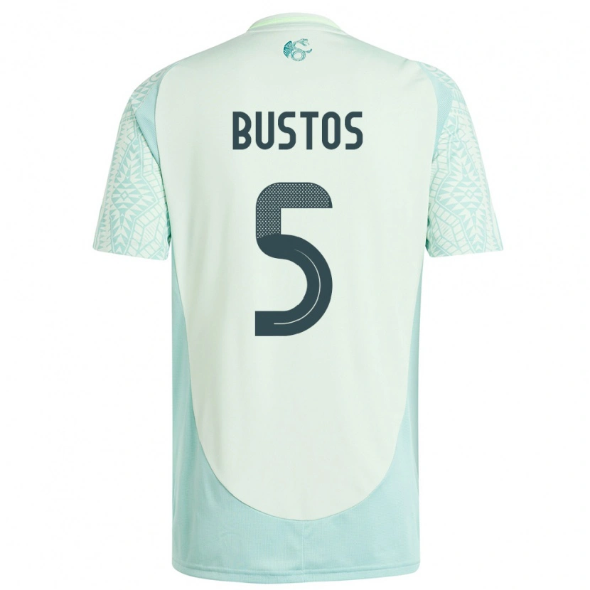 Danxen Herren Mexiko César Bustos #5 Leinengrün Auswärtstrikot Trikot 24-26 T-Shirt