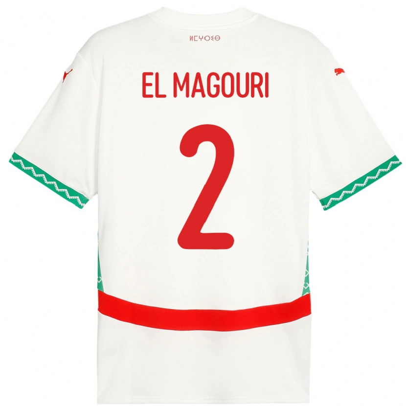 Danxen Herren Marokko Anas El Magouri #2 Weiß Auswärtstrikot Trikot 24-26 T-Shirt