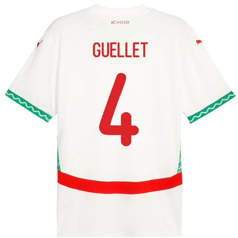 Danxen Herren Marokko Shadi Guellet #4 Weiß Auswärtstrikot Trikot 24-26 T-Shirt