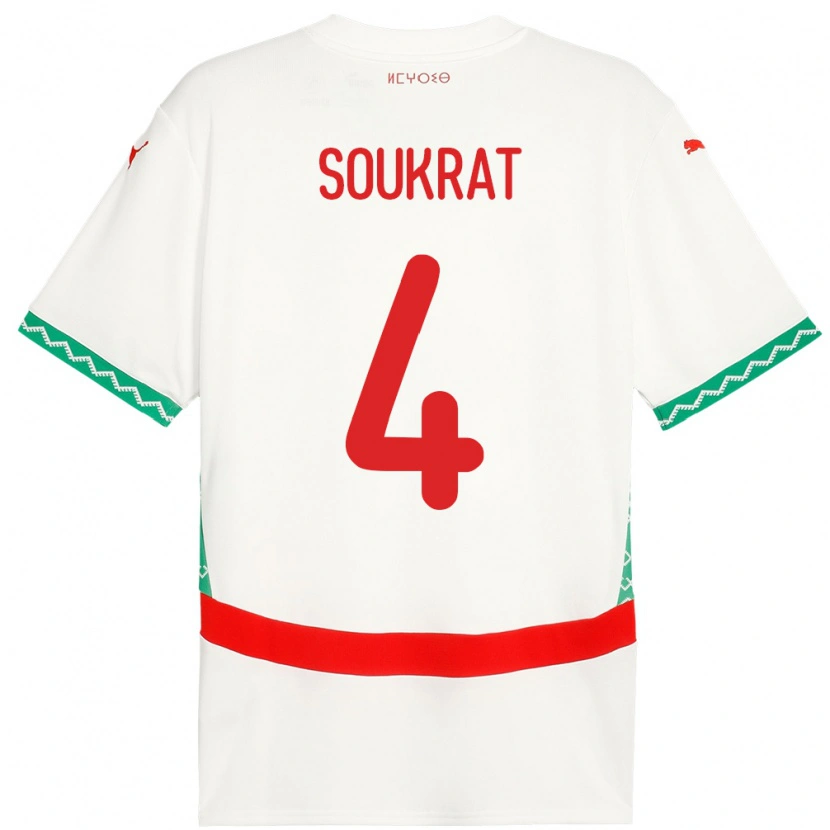 Danxen Herren Marokko Bilal Soukrat #4 Weiß Auswärtstrikot Trikot 24-26 T-Shirt