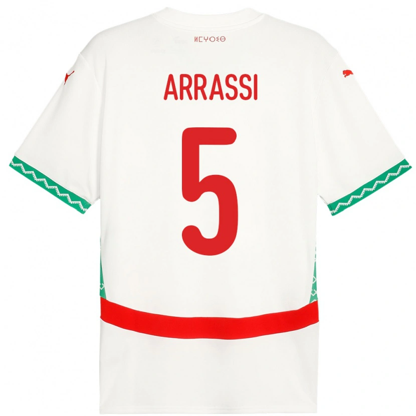Danxen Herren Marokko Bouchaib Arrassi #5 Weiß Auswärtstrikot Trikot 24-26 T-Shirt