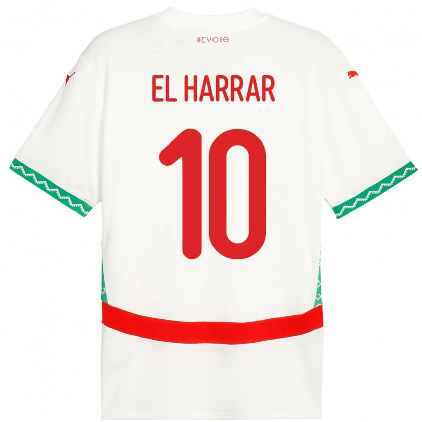 Danxen Herren Marokko Mohamed El Harrar #10 Weiß Auswärtstrikot Trikot 24-26 T-Shirt