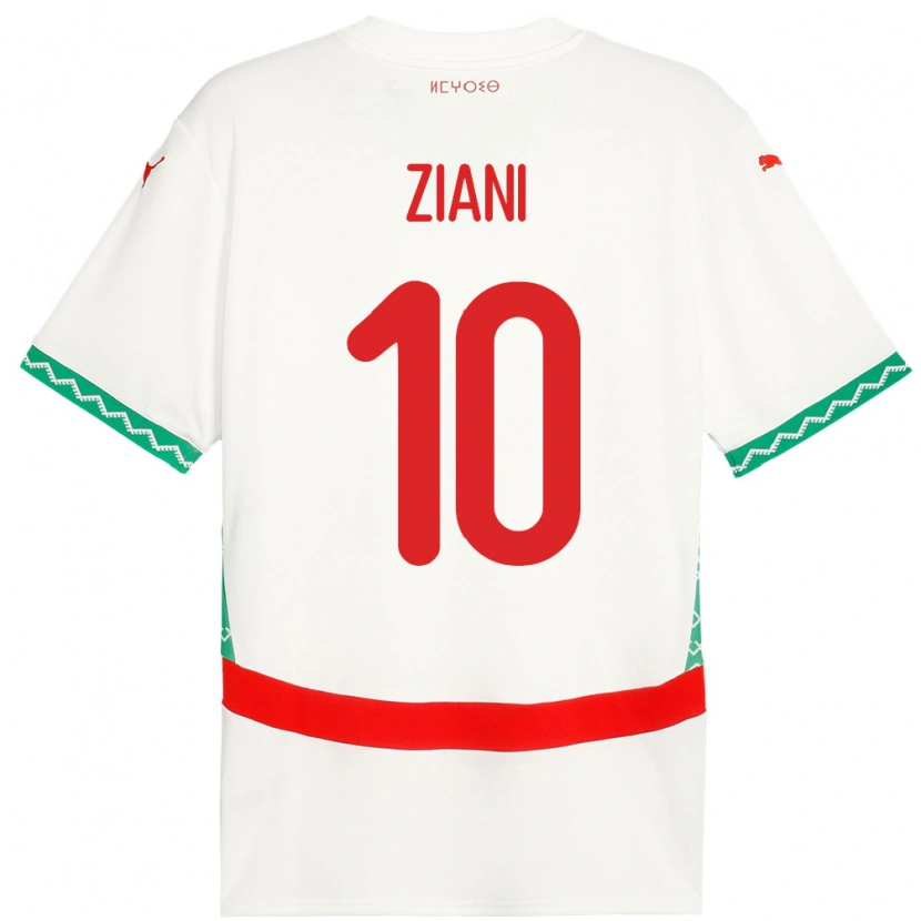 Danxen Herren Marokko Ismael Ziani López #10 Weiß Auswärtstrikot Trikot 24-26 T-Shirt