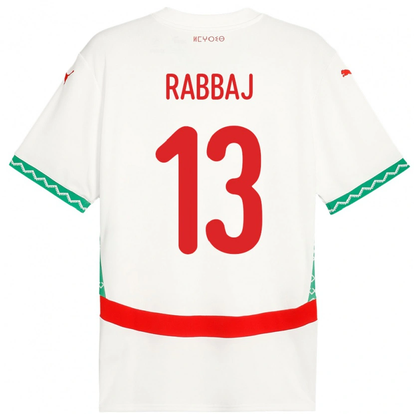 Danxen Herren Marokko Yusuf Rabbaj #13 Weiß Auswärtstrikot Trikot 24-26 T-Shirt