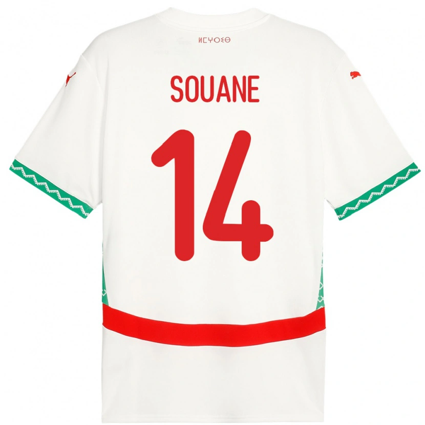 Danxen Herren Marokko Amine Souane #14 Weiß Auswärtstrikot Trikot 24-26 T-Shirt