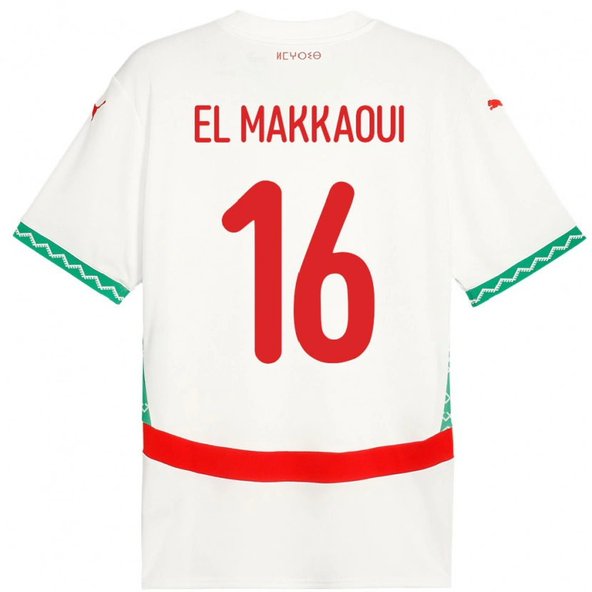 Danxen Herren Marokko Anas El Makkaoui #16 Weiß Auswärtstrikot Trikot 24-26 T-Shirt