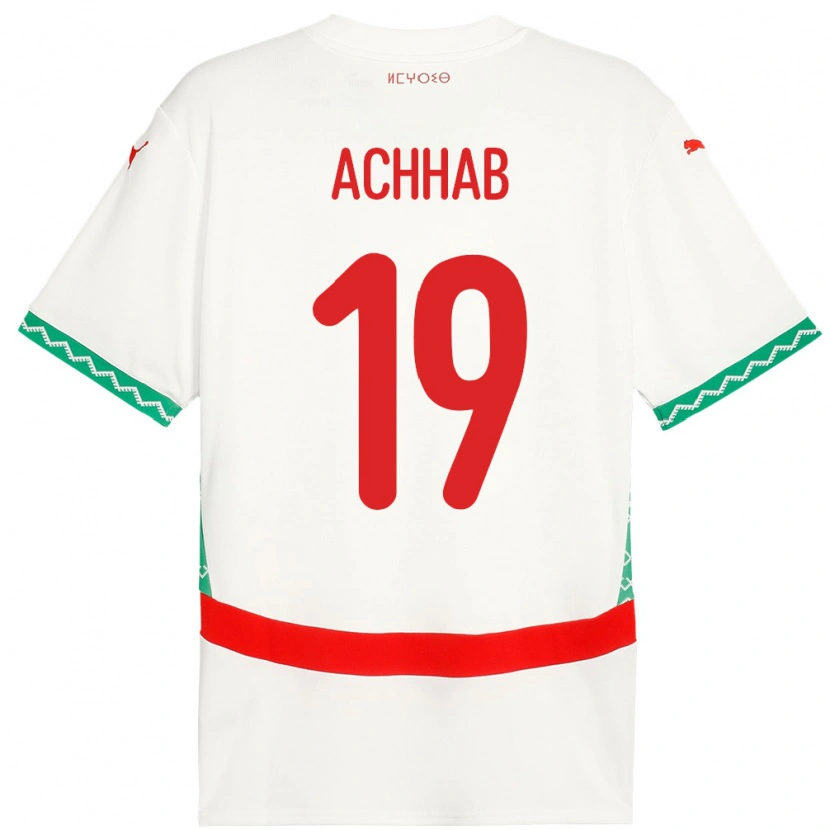 Danxen Herren Marokko Abdeslam Achhab #19 Weiß Auswärtstrikot Trikot 24-26 T-Shirt