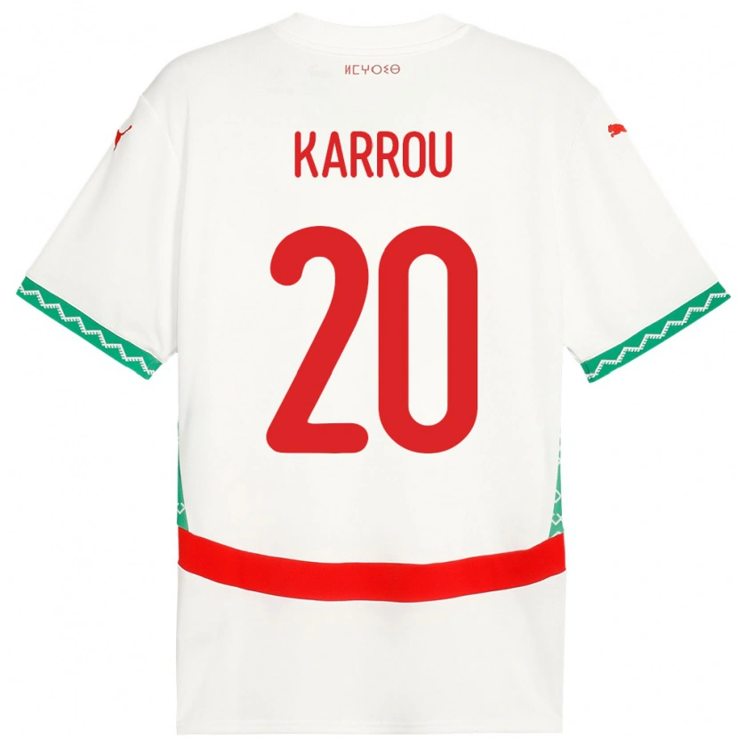 Danxen Herren Marokko Mohamed Karrou #20 Weiß Auswärtstrikot Trikot 24-26 T-Shirt
