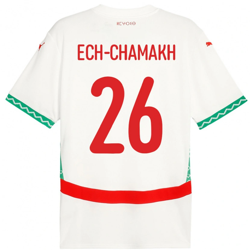 Danxen Herren Marokko Jamal Ech-Chamakh #26 Weiß Auswärtstrikot Trikot 24-26 T-Shirt