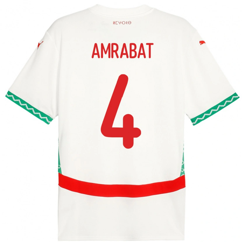 Danxen Herren Marokko Soufiane Amrabat #4 Weiß Auswärtstrikot Trikot 24-26 T-Shirt