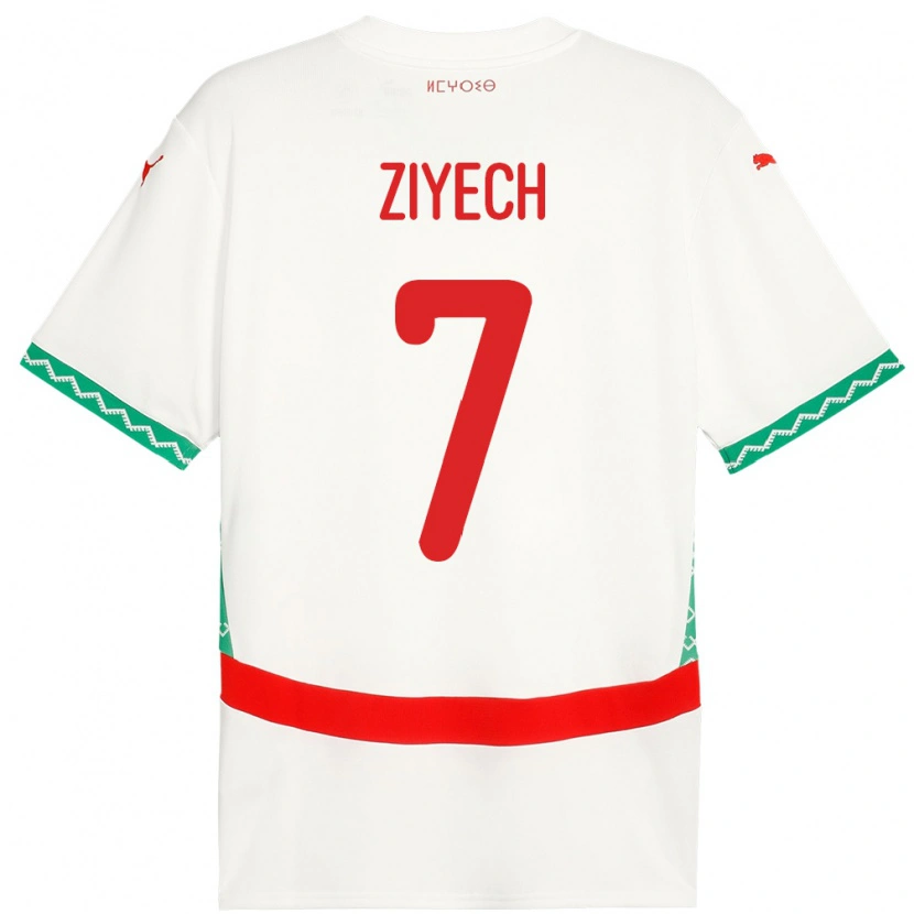 Danxen Herren Marokko Hakim Ziyech #7 Weiß Auswärtstrikot Trikot 24-26 T-Shirt