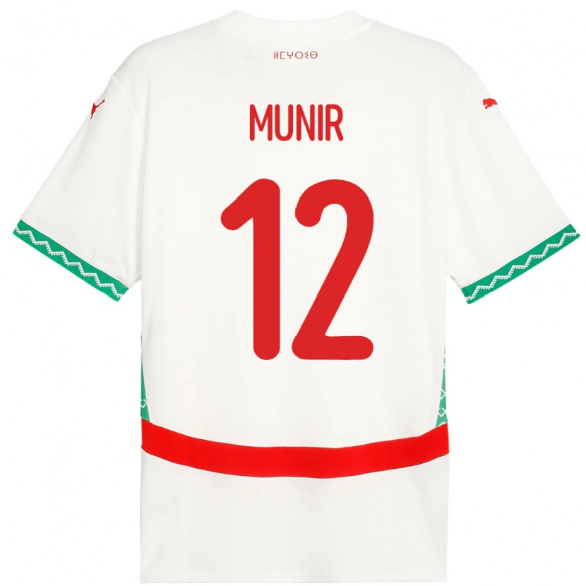 Danxen Herren Marokko Munir #12 Weiß Auswärtstrikot Trikot 24-26 T-Shirt