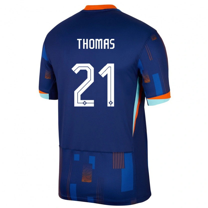 Danxen Herren Niederlande Ayodele Thomas #21 Blau Auswärtstrikot Trikot 24-26 T-Shirt