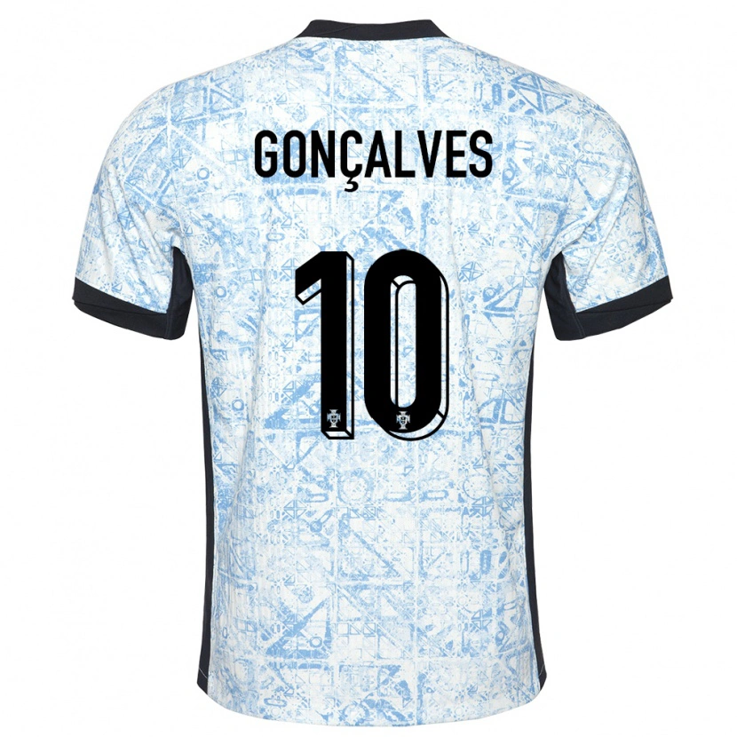 Danxen Herren Portugal Flávio Gonçalves #10 Cremeblau Auswärtstrikot Trikot 24-26 T-Shirt