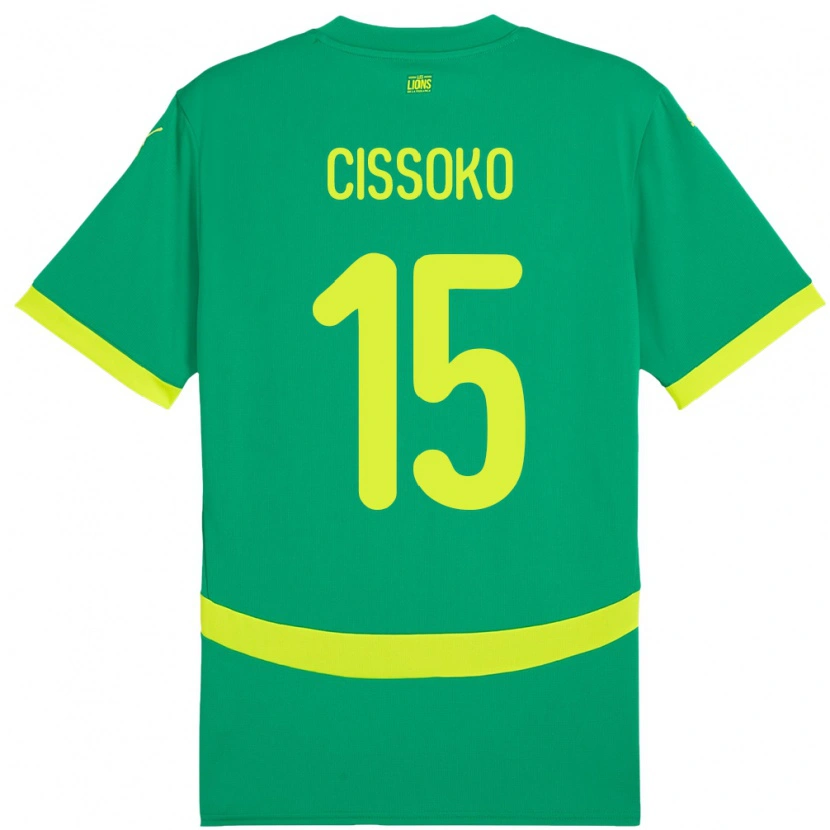 Danxen Herren Senegal Ibrahima Cissoko #15 Grün Auswärtstrikot Trikot 24-26 T-Shirt