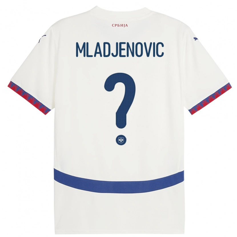Danxen Herren Serbien Uros Mladjenovic #0 Weiß Auswärtstrikot Trikot 24-26 T-Shirt