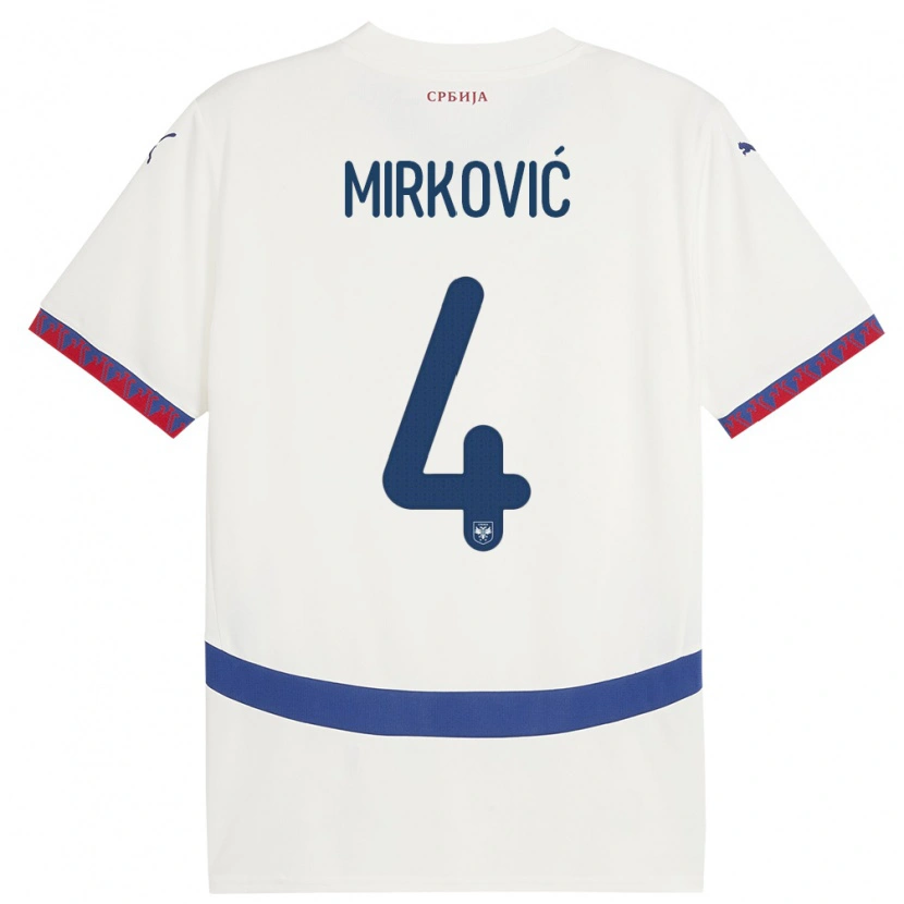 Danxen Herren Serbien Nemanja Mirković #4 Weiß Auswärtstrikot Trikot 24-26 T-Shirt