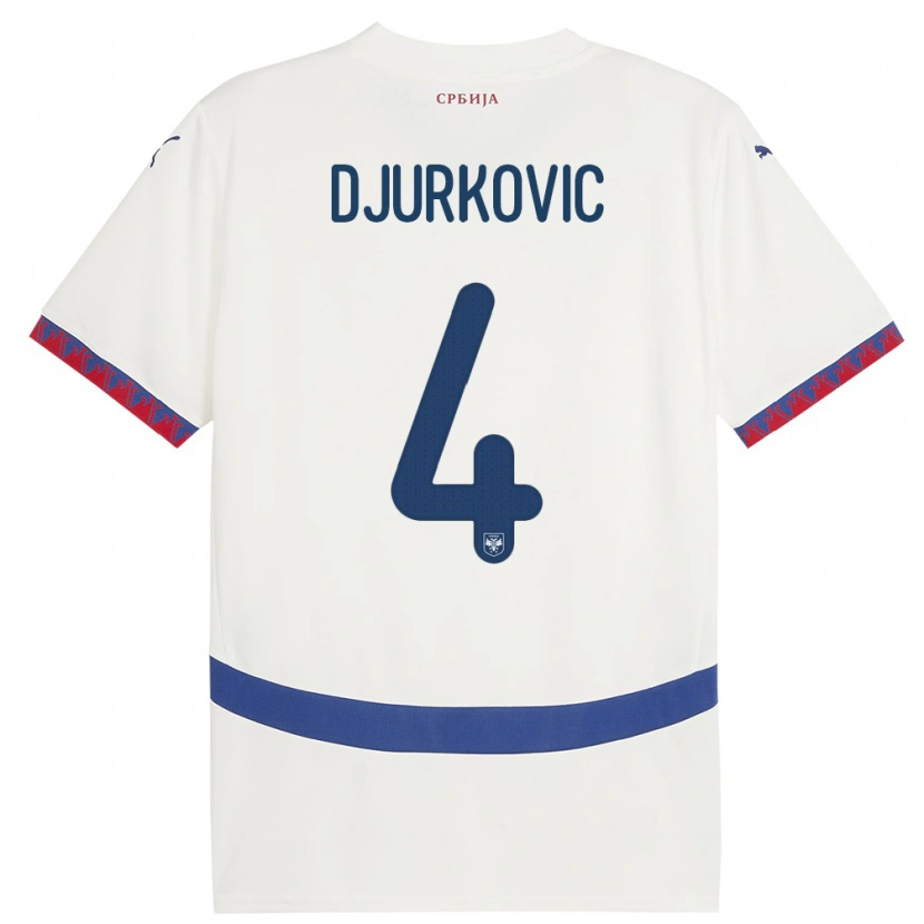 Danxen Herren Serbien Jagos Djurkovic #4 Weiß Auswärtstrikot Trikot 24-26 T-Shirt