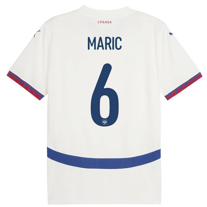Danxen Herren Serbien Andrew Maric #6 Weiß Auswärtstrikot Trikot 24-26 T-Shirt